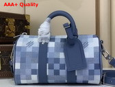 Louis Vuitton Keepall Bandouliere 25 Indigo Blue Damoflage Coated Canvas M28600 Replica