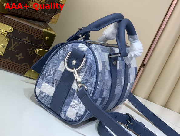 Louis Vuitton Keepall Bandouliere 25 Indigo Blue Damoflage Coated Canvas M28600 Replica