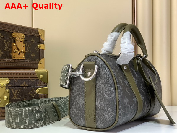 Louis Vuitton Keepall Bandouliere 25 Khaki Green Monogram Eclipse Coated Canvas M28638 Replica
