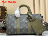 Louis Vuitton Keepall Bandouliere 25 Khaki Green Monogram Eclipse Coated Canvas M28638 Replica