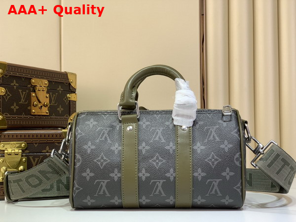 Louis Vuitton Keepall Bandouliere 25 Khaki Green Monogram Eclipse Coated Canvas M28638 Replica
