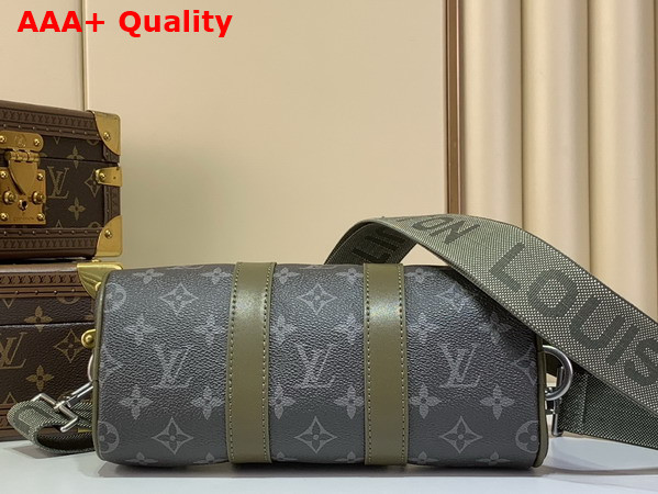 Louis Vuitton Keepall Bandouliere 25 Khaki Green Monogram Eclipse Coated Canvas M28638 Replica
