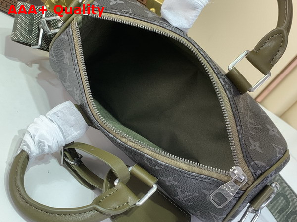 Louis Vuitton Keepall Bandouliere 25 Khaki Green Monogram Eclipse Coated Canvas M28638 Replica