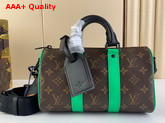 Louis Vuitton Keepall Bandouliere 25 Monogram Macassar Coated Canvas and Minty Green Cowhide Leather M46249 Replica