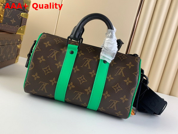 Louis Vuitton Keepall Bandouliere 25 Monogram Macassar Coated Canvas and Minty Green Cowhide Leather M46249 Replica
