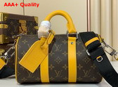 Louis Vuitton Keepall Bandouliere 25 Safran Yellow Monogram Macassar Coated Canvas and Cowhide Leather M12733 Replica