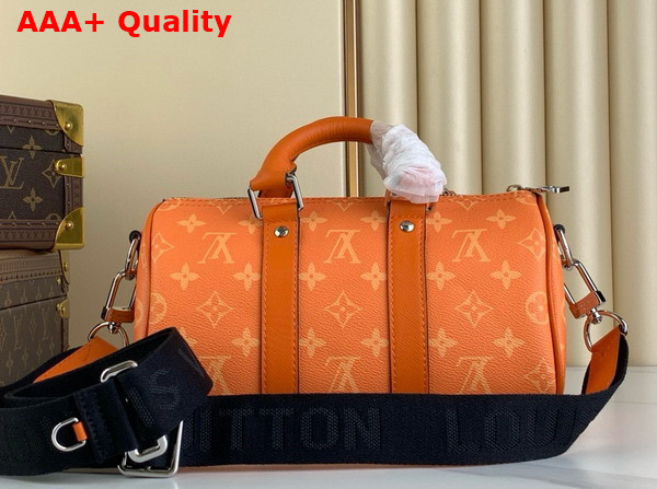 Louis Vuitton Keepall Bandouliere 25 Taigarama Tangerine Taiga Cowhide Leather and Monogram Coated Canvas M31044 Replica