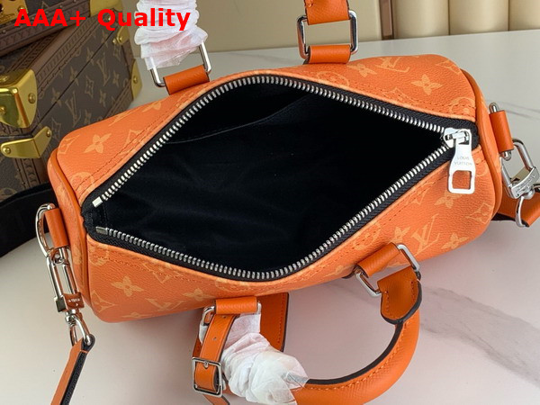 Louis Vuitton Keepall Bandouliere 25 Taigarama Tangerine Taiga Cowhide Leather and Monogram Coated Canvas M31044 Replica