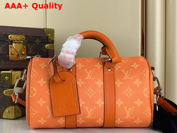 Louis Vuitton Keepall Bandouliere 25 Taigarama Tangerine Taiga Cowhide Leather and Monogram Coated Canvas M31044 Replica