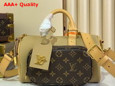 Louis Vuitton Keepall Bandouliere 25 in Beige Cowhide Leather and Monogram Coated Canvas M12627 Replica
