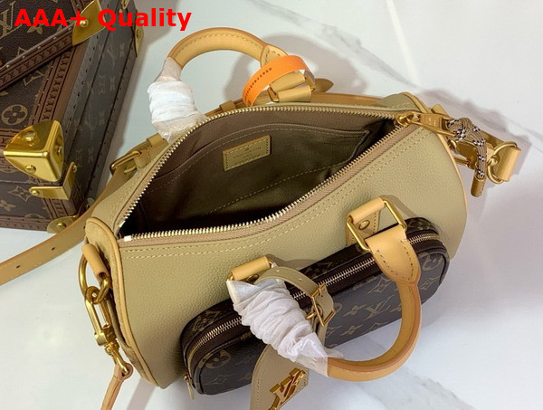 Louis Vuitton Keepall Bandouliere 25 in Beige Cowhide Leather and Monogram Coated Canvas M12627 Replica
