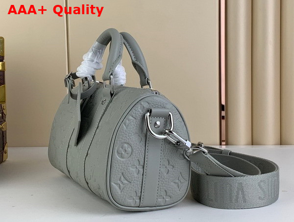 Louis Vuitton Keepall Bandouliere 25 in Mineral Gray Embossed Taurillon Monogram Cowhide Leather M23163 Replica