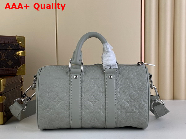 Louis Vuitton Keepall Bandouliere 25 in Mineral Gray Embossed Taurillon Monogram Cowhide Leather M23163 Replica