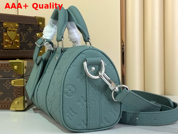 Louis Vuitton Keepall Bandouliere 25 in Misty Lake Green Taurillon Monogram Embossed Cowhide Leather M13866 Replica