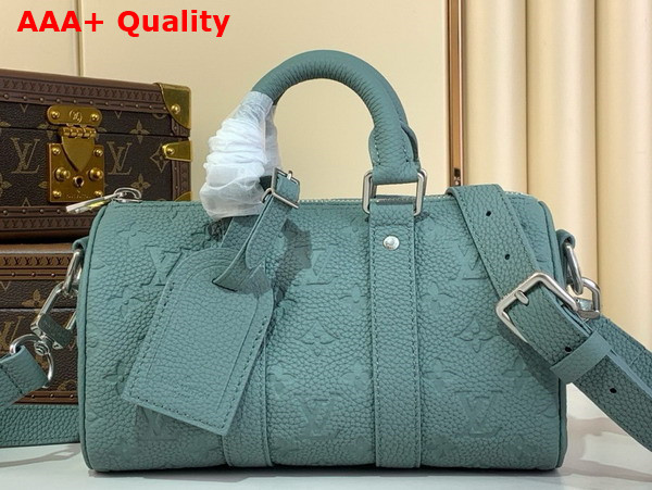 Louis Vuitton Keepall Bandouliere 25 in Misty Lake Green Taurillon Monogram Embossed Cowhide Leather M13866 Replica