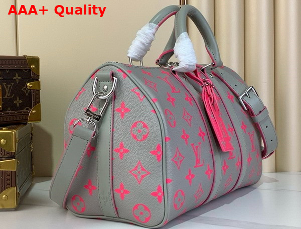 Louis Vuitton Keepall Bandouliere 35 Bag Gray and Pink Monogram Glow Coated Canvas M15023 Replica