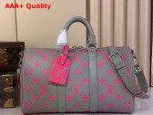 Louis Vuitton Keepall Bandouliere 35 Bag Gray and Pink Monogram Glow Coated Canvas M15023 Replica