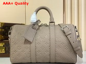 Louis Vuitton Keepall Bandouliere 35 Bag in Beige Taurillon Monogram Embossed Cowhide Leather M13865 Replica