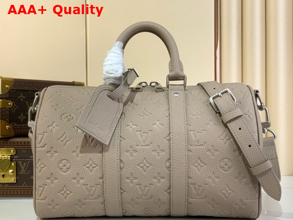 Louis Vuitton Keepall Bandouliere 35 Bag in Beige Taurillon Monogram Embossed Cowhide Leather M13865 Replica
