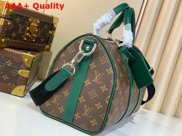 Louis Vuitton Keepall Bandouliere 35 Borneo Green Monogram Macassar Coated Canvas and Cowhide Leather M12765 Replica