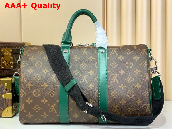 Louis Vuitton Keepall Bandouliere 35 Borneo Green Monogram Macassar Coated Canvas and Cowhide Leather M12765 Replica