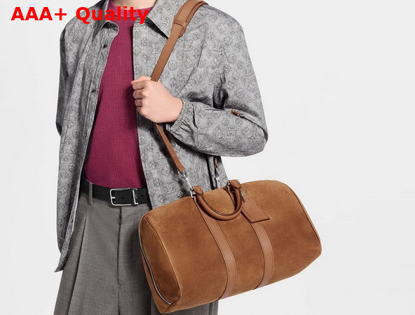 Louis Vuitton Keepall Bandouliere 35 Extendable Tan Suede Calfskin M2A548 Replica