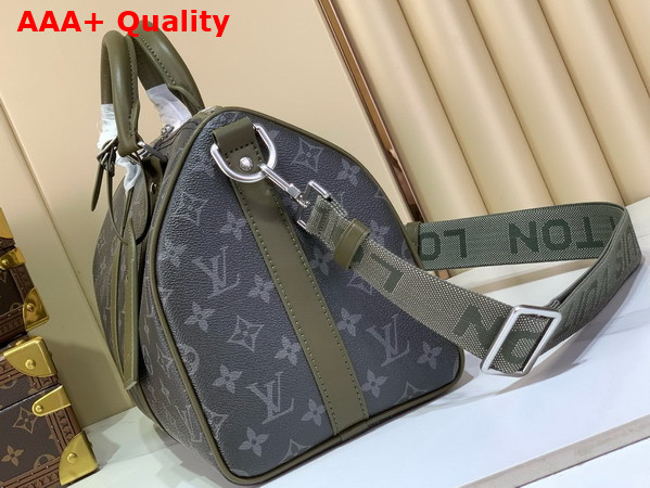 Louis Vuitton Keepall Bandouliere 35 Khaki Green Monogram Eclipse Coated Canvas M28639 Replica