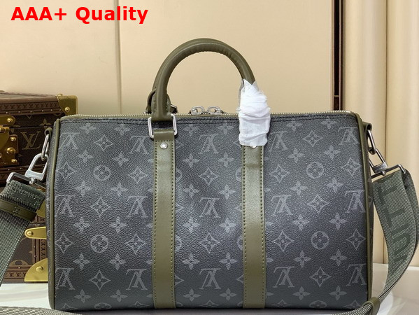 Louis Vuitton Keepall Bandouliere 35 Khaki Green Monogram Eclipse Coated Canvas M28639 Replica