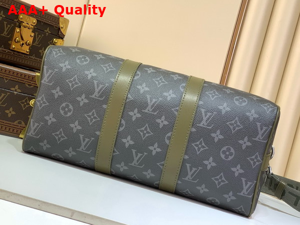 Louis Vuitton Keepall Bandouliere 35 Khaki Green Monogram Eclipse Coated Canvas M28639 Replica