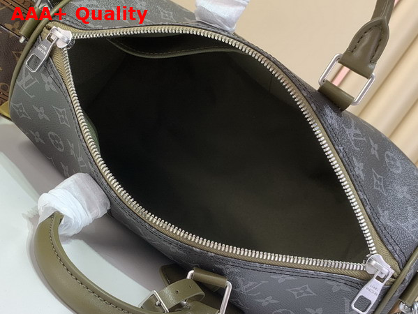 Louis Vuitton Keepall Bandouliere 35 Khaki Green Monogram Eclipse Coated Canvas M28639 Replica
