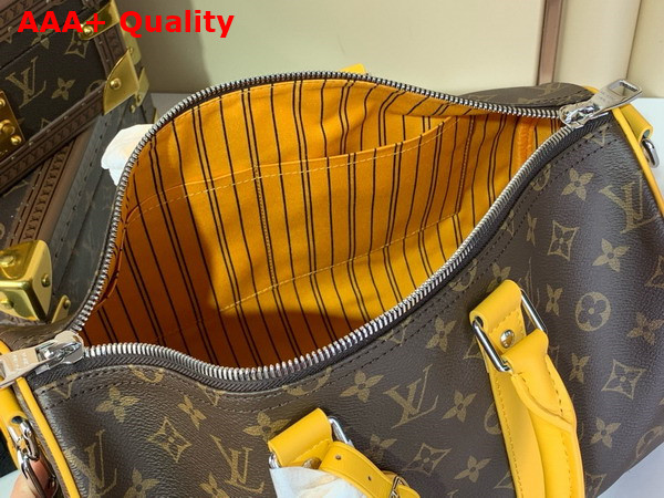 Louis Vuitton Keepall Bandouliere 35 Safran Yellow Monogram Macassar Coated Canvas and Cowhide Leather M13201 Replica