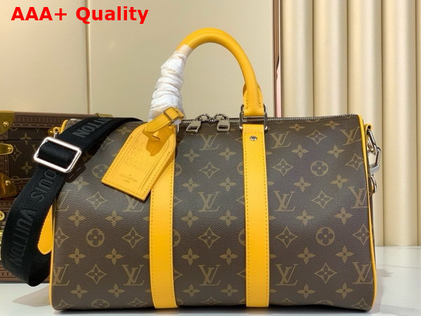Louis Vuitton Keepall Bandouliere 35 Safran Yellow Monogram Macassar Coated Canvas and Cowhide Leather M13201 Replica