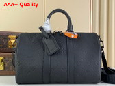 Louis Vuitton Keepall Bandouliere 35 in Black Monogram Empreinte Cowhide Leather Replica