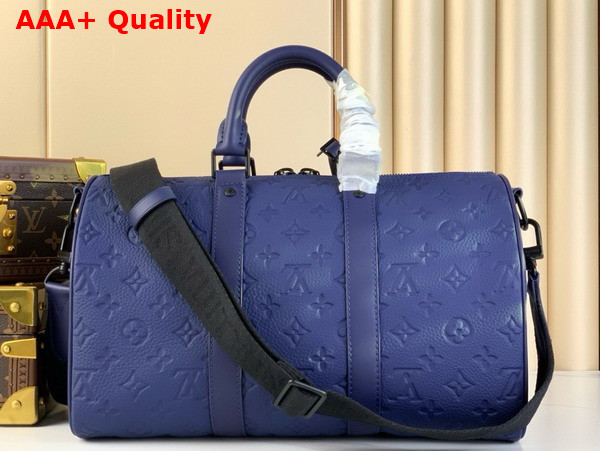 Louis Vuitton Keepall Bandouliere 35 in Sapphire Taurillon Monogram Embossed Cowhide Leather M11691 Replica
