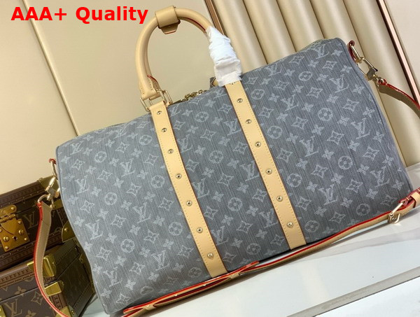 Louis Vuitton Keepall Bandouliere 45 Bag in Cloudy Gray Monogram Denim Organic Cotton M13748 Replica