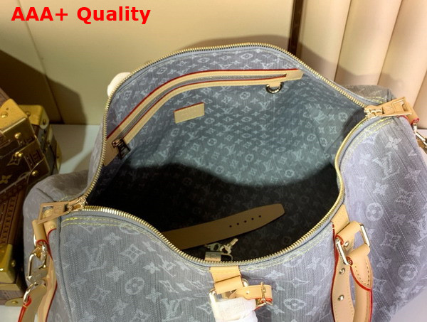 Louis Vuitton Keepall Bandouliere 45 Bag in Cloudy Gray Monogram Denim Organic Cotton M13748 Replica