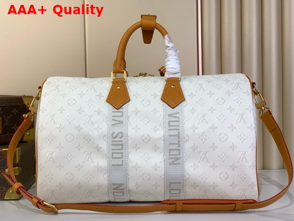 Louis Vuitton Keepall Bandouliere 45 Bag in Off White Monogram Heritage Coated Canvas M14838 Replica