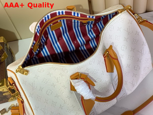 Louis Vuitton Keepall Bandouliere 45 Bag in Off White Monogram Heritage Coated Canvas M14838 Replica