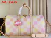 Louis Vuitton Keepall Bandouliere 45 Bag in Peach Damierlicious Coated Canvas N40713 Replica