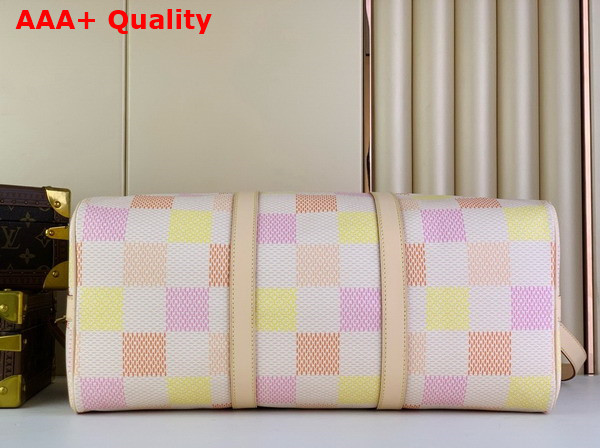 Louis Vuitton Keepall Bandouliere 45 Bag in Peach Damierlicious Coated Canvas N40713 Replica