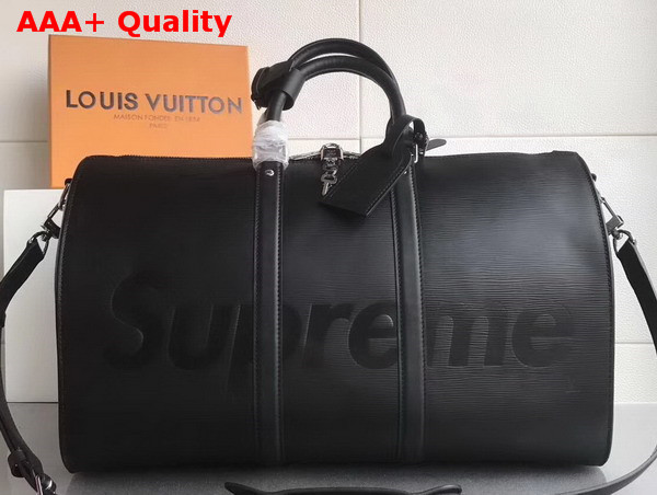 Louis Vuitton Keepall Bandouliere 45 Black Epi Leather Supreme Replica
