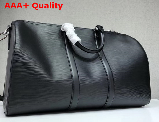 Louis Vuitton Keepall Bandouliere 45 Black Epi Leather with LV Circle Signature M53303 Replica