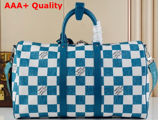 Louis Vuitton Keepall Bandouliere 45 Blue and White Damier Pattern Replica