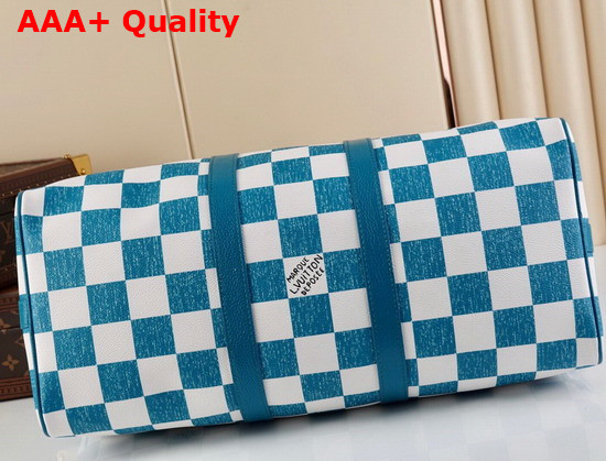 Louis Vuitton Keepall Bandouliere 45 Blue and White Damier Pattern Replica