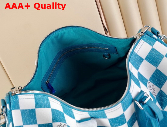 Louis Vuitton Keepall Bandouliere 45 Blue and White Damier Pattern Replica