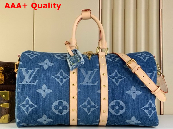Louis Vuitton Keepall Bandouliere 45 Denim Blue Monogram Denim M24315 Replica