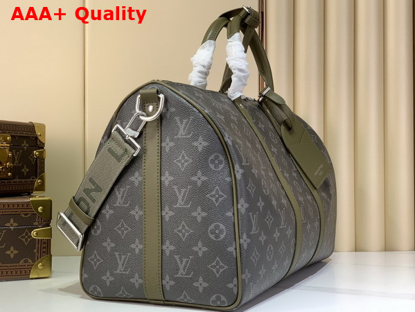 Louis Vuitton Keepall Bandouliere 45 Khaki Green Monogram Eclipse Coated Canvas M28837 Replica