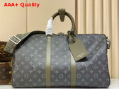 Louis Vuitton Keepall Bandouliere 45 Khaki Green Monogram Eclipse Coated Canvas M28837 Replica