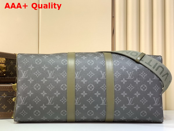 Louis Vuitton Keepall Bandouliere 45 Khaki Green Monogram Eclipse Coated Canvas M28837 Replica
