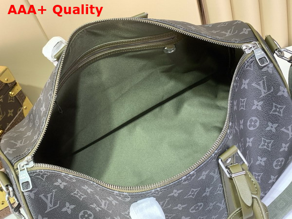 Louis Vuitton Keepall Bandouliere 45 Khaki Green Monogram Eclipse Coated Canvas M28837 Replica